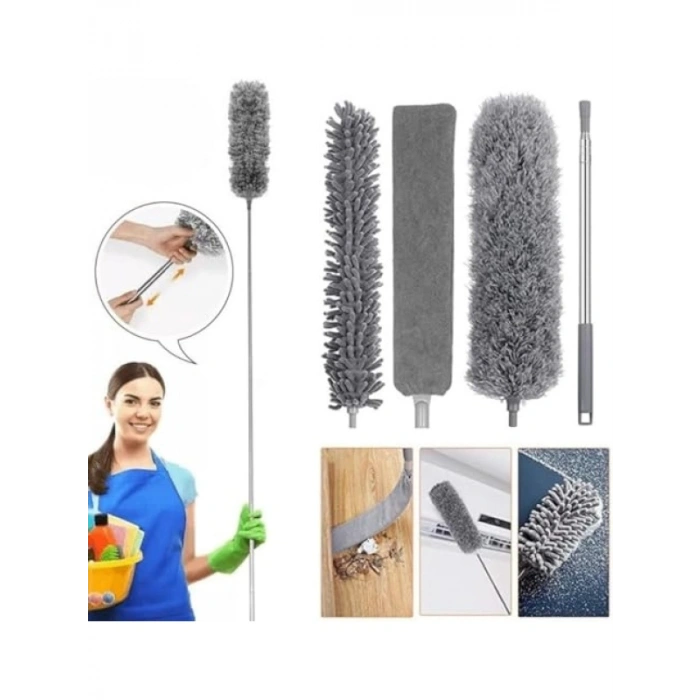 Teleskopik Mop Seti - 3lü Başlık ve Bükülebilir Özellik