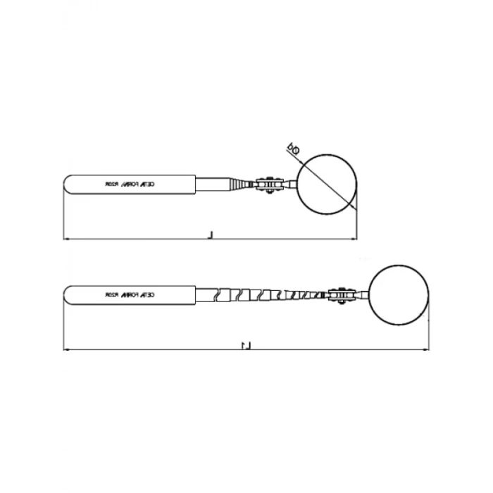 Teleskopik Siyah Metal Ayna - Ayarlanabilir