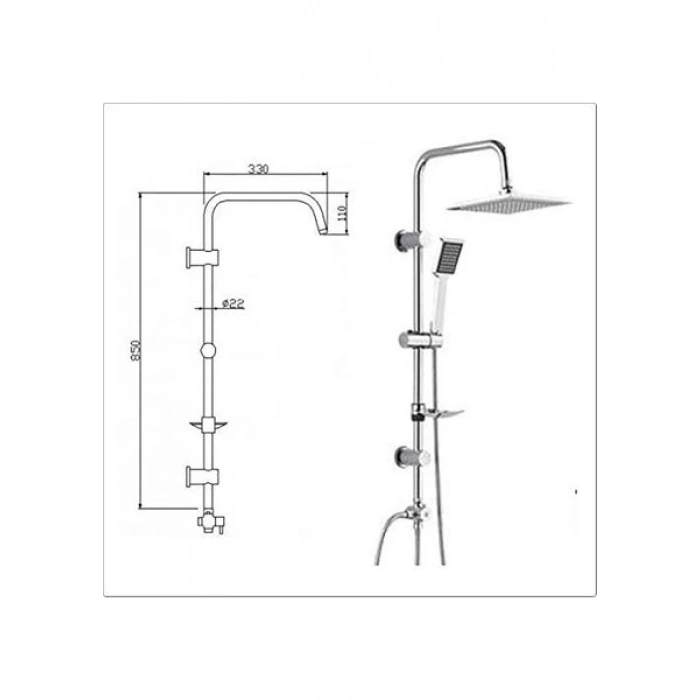Tema Banyo Rain Quadro Tepe Duş Seti 53240