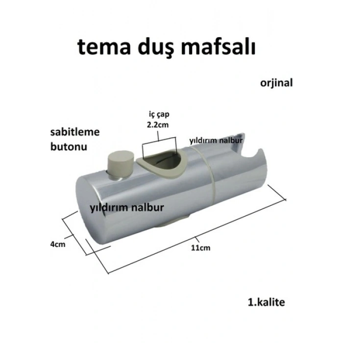 Tema Duş Mafsalı 2.2cm Fiskiye Oturağı Banyo Duş Seti Düğmeli Tip