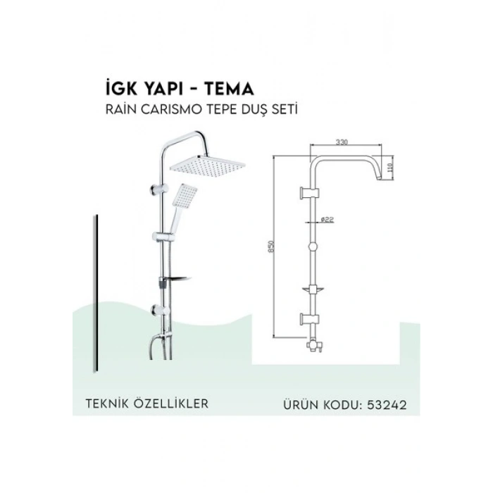 Tema Igk Yapı - Rain Carismo Tepe Duş Seti (53242)