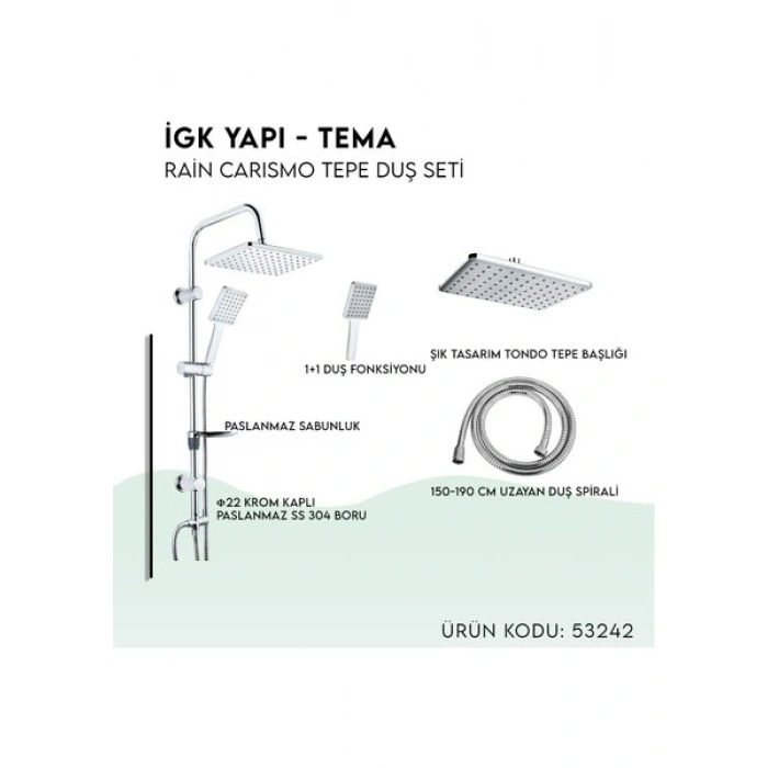 Tema Igk Yapı - Rain Carismo Tepe Duş Seti (53242)