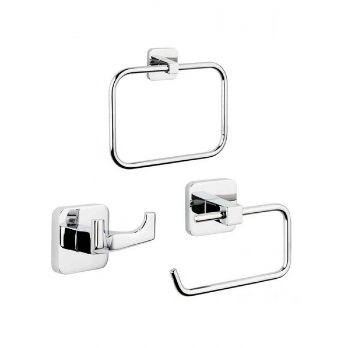 Tema Kare 3lü Set Yuvarlak Havluluk+Bornoz Askılık+Kağıtlık