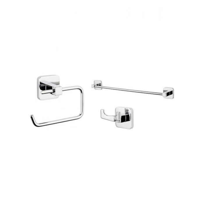 Tema Kare Üçlü Set (Havluluk - Askılık -Tuvalet Kağıtlığı)