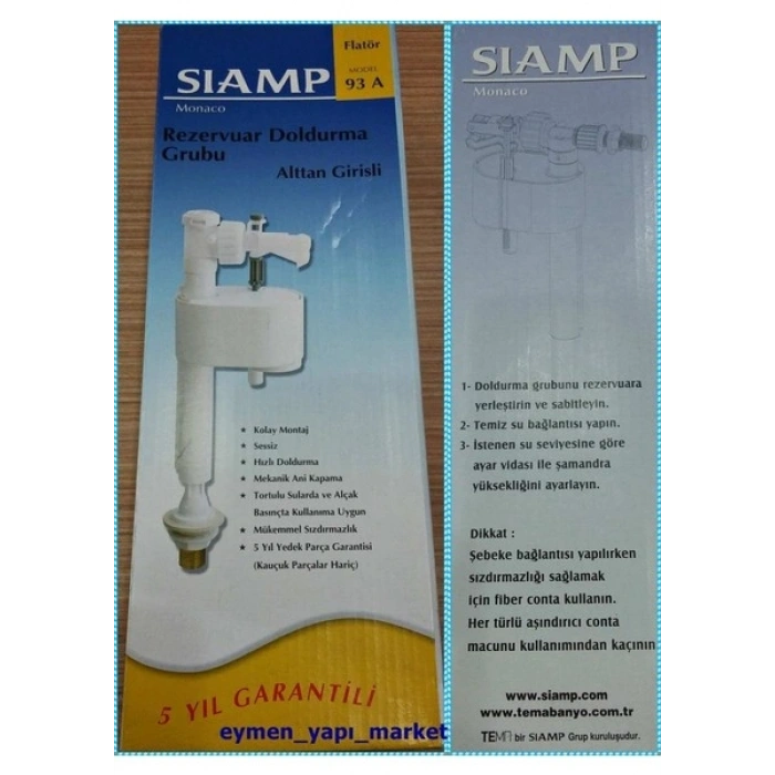 Tema Siamp Rezervuar Iç Takım Flatör 93-A Handy Alttan Su Girişli