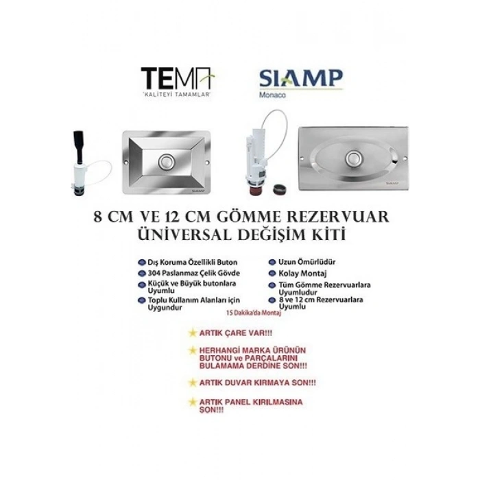Tema Üniversal Değişim Kiti 8Cm (Parlak Krom) Küçük Panel