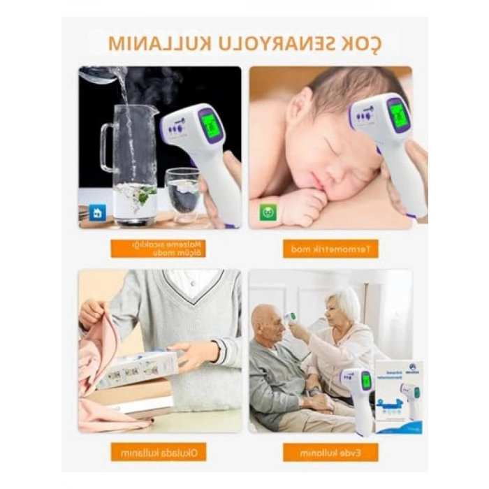 Temassız Dijital Ateş Ölçer - Hafızalı Pilli Termometre