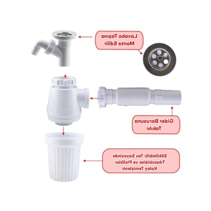 Temizlenebilir Taslı Sifon (Çift Giderli)