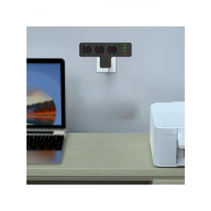 Termal Akım Korumalı 3lü Duvar Priz ve USB Girişi