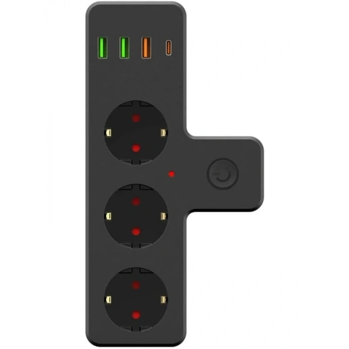 Termal Akım Korumalı 3lü Duvar Priz ve USB Girişi