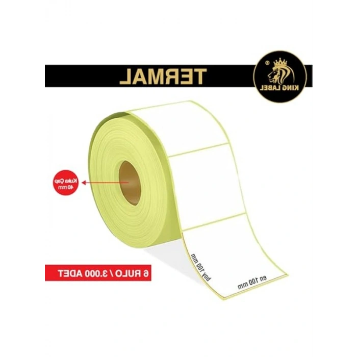 Termal Barkod Etiketi, 100x100mm, 6 Rulo, Toplamda 3000 Etiket