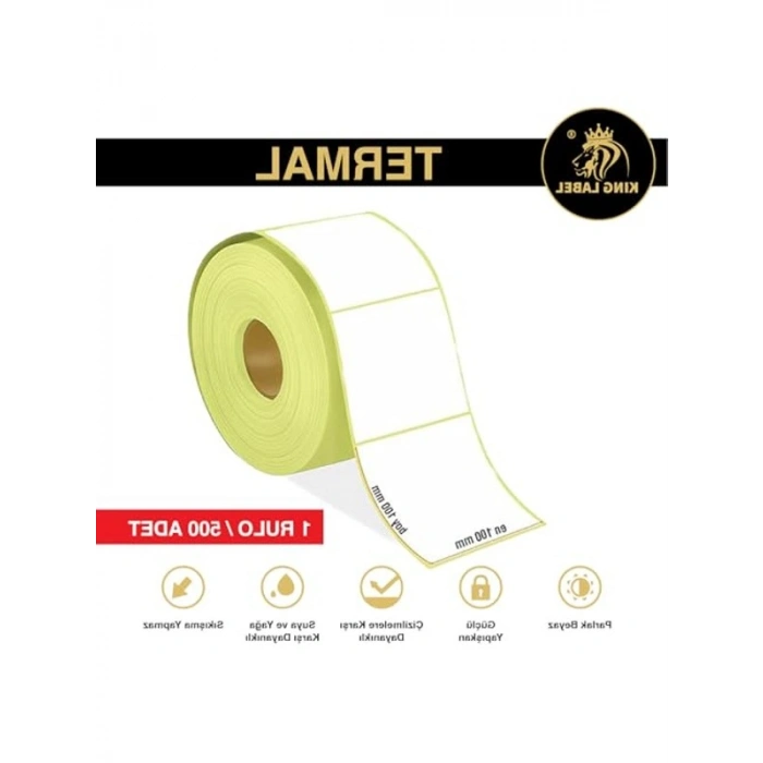 Termal Barkod Etiketi, 100x100mm, 6 Rulo, Toplamda 3000 Etiket