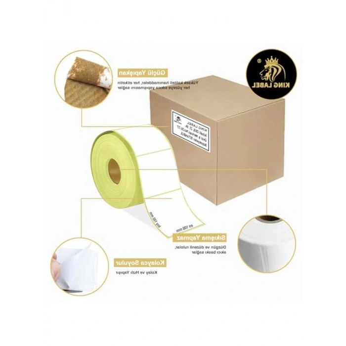 Termal Barkod Etiketi, 100x100mm, 6 Rulo, Toplamda 3000 Etiket