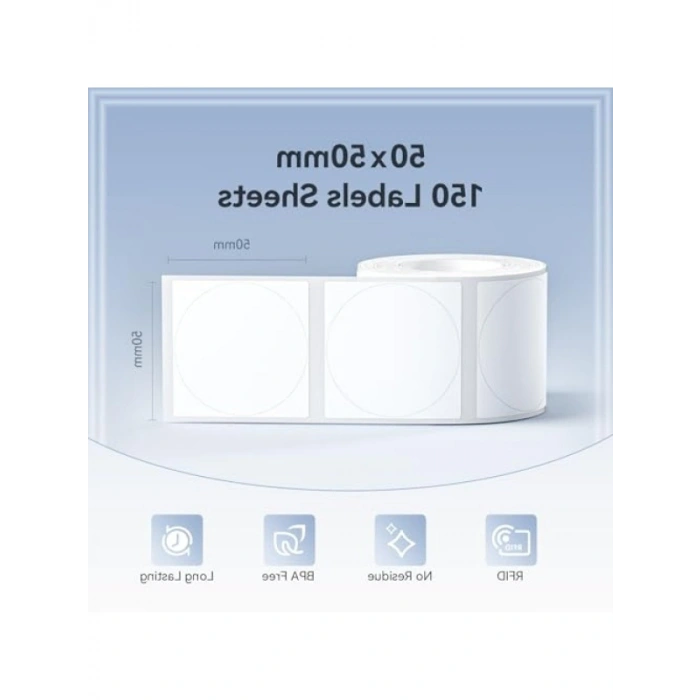 Termal Çıkartma Etiketler, 50 x 50 mm, 150 Etiketli Rulo