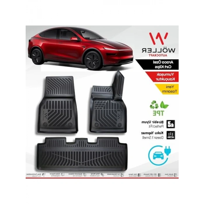 Tesla Model Y Uyumlu 3D Havuzlu Paspas, Juniper Renk