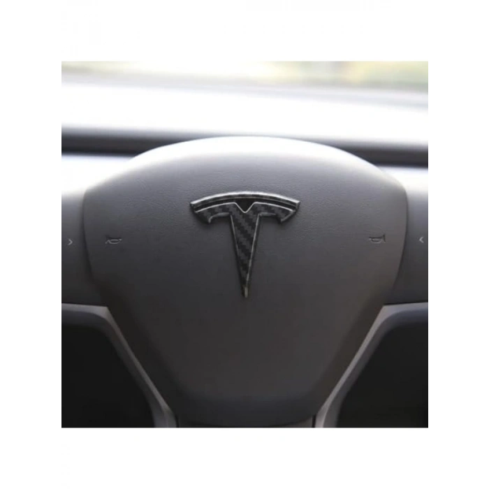 Tesla Model Y Uyumlu Parlak Karbon T Logosu Seti