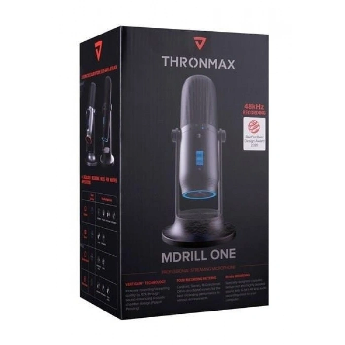 Thronmax M2 Mdrıll One Siyah USB 48KHZ 16BIT Hd Stüdyo 4tip Kayıt Rgb 3,5mm LED Type-C Mikrofon