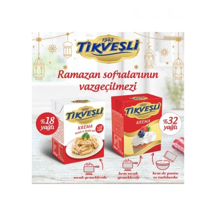 Tikveşli %18 Yağlı Krema 200 ML