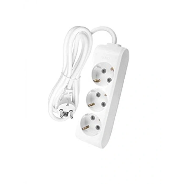 Topraklı Kablolu 3lü Priz - 3mt Uzunluk