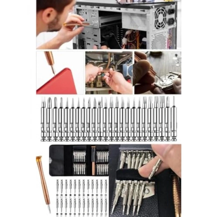 Tornavida Seti, 25 Parça, Deri Cüzdan Kılıflı