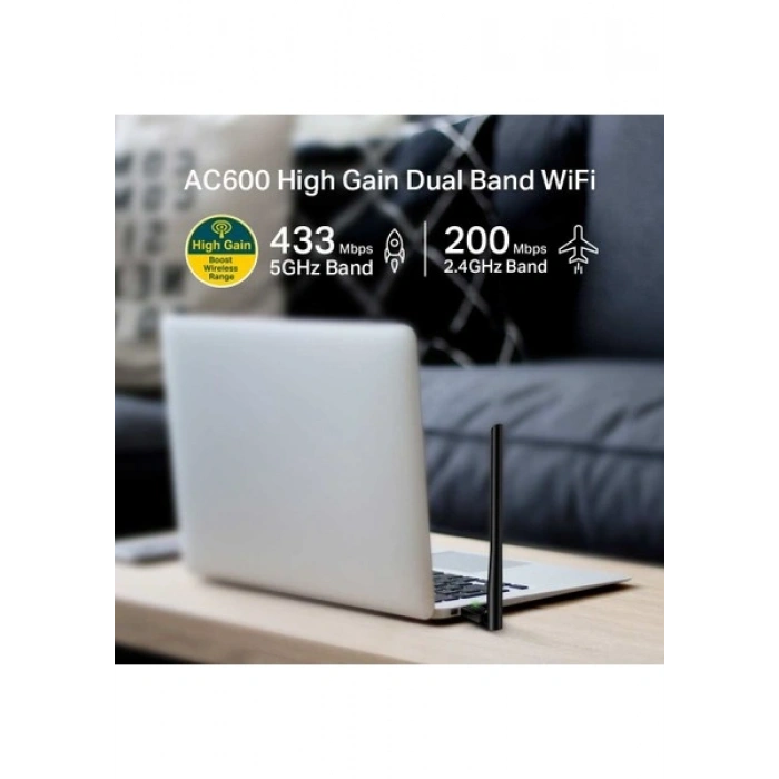 TP-Link Archer T2U Plus | Wi-Fi 5 USB Adaptör | AC600 Mbps | Dual Band | 5dBi Anten ile Yüksek Çekim Gücü | Kolay Kurulum | Windows & macOS Uyumlu | Kompakt ve Güçlü Tasarım
