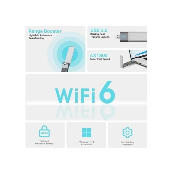 Tp-Link Archer TX20UH 1800 Mbps Wifi 6 Kablosuz USB Adaptör AX1800