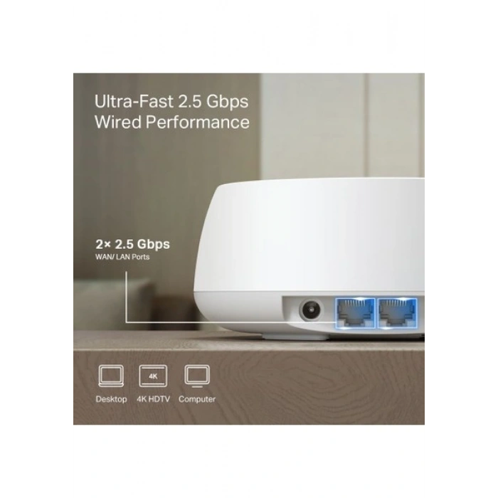 TP-Link Deco BE25 (2-Pack) | Wi-Fi 7 Mesh Sistemi | BE3600 Mbps Hız | Fiber Uyumlu | Çift Bant | AI-Roaming | 2.5 Gbps Port | 200 Cihaz | WPA3 | VPN | Mobil Uygulama ile Kolay Kurulum