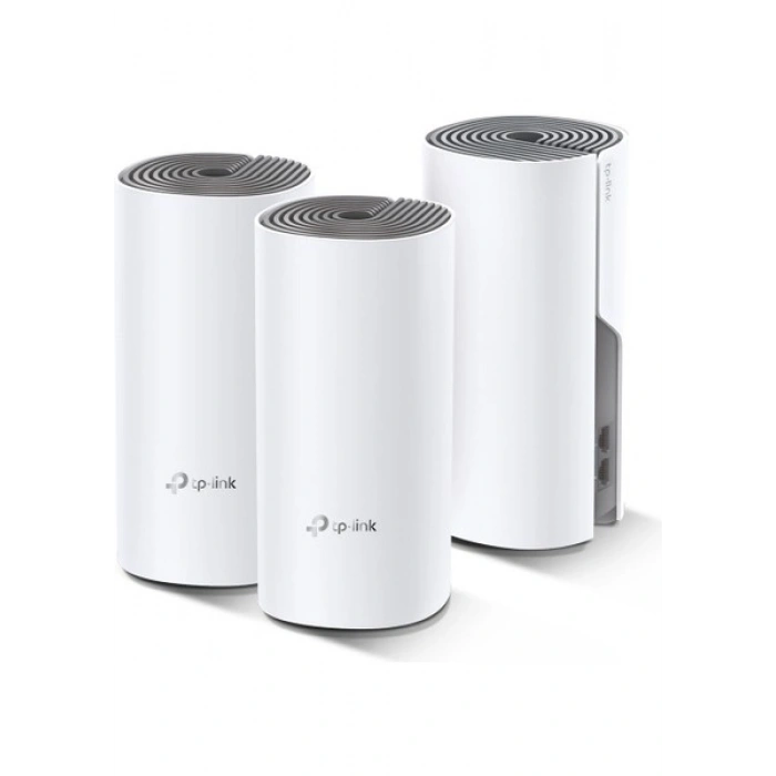 TP-Link Deco E4 (3-Pack) | Wi-Fi 5 Mesh Sistemi | AC1200 Mbps Hız | Fiber Uyumlu | Çift Bant | 100 Mbps Port | 100 Cihaz Desteği | 370 m² Kapsama | WPA3 | Mobil Uygulama ile Kolay Kurulum