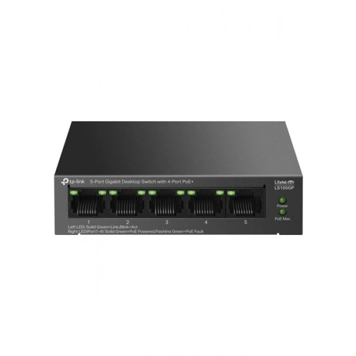 TP-Link LS105GP 4 Port Poe+ 10-100-1000 Mbps Switch Metal Kasa