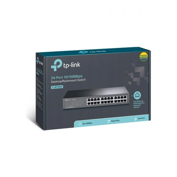 TP-Link TL-SF1024D 24 Port 10-100 Mbps Switch Çelik Kasa Rack Mount