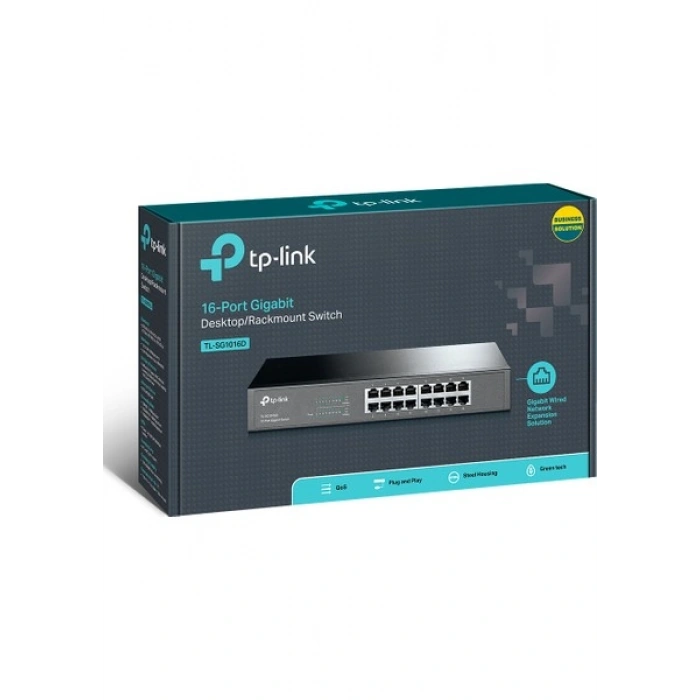 Tp-Link TL-SG1016D 16 Port 10-100-1000 Mbps Switch Çelik Kasa Rack Mount