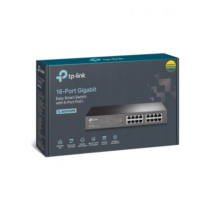 TP-Link TL-SG1016PE, 16-Port Gigabit Easy Smart 8 Port PoE Destekli Switch