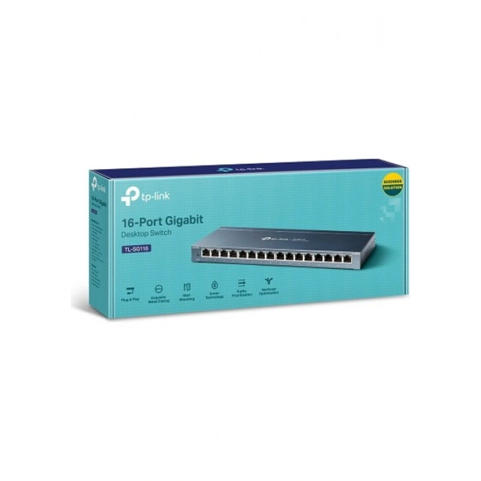 TP-Link TL-SG116 16 Port 10-100-1000 Mbps Switch Çelik Kasa