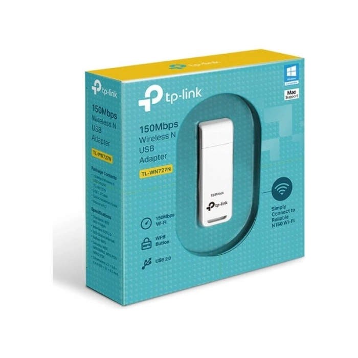 TP-Link TL-WN727N | Kablosuz N USB Adaptör | 150 Mbps | QSS Düğmesi | Windows & Linux Uyumlu