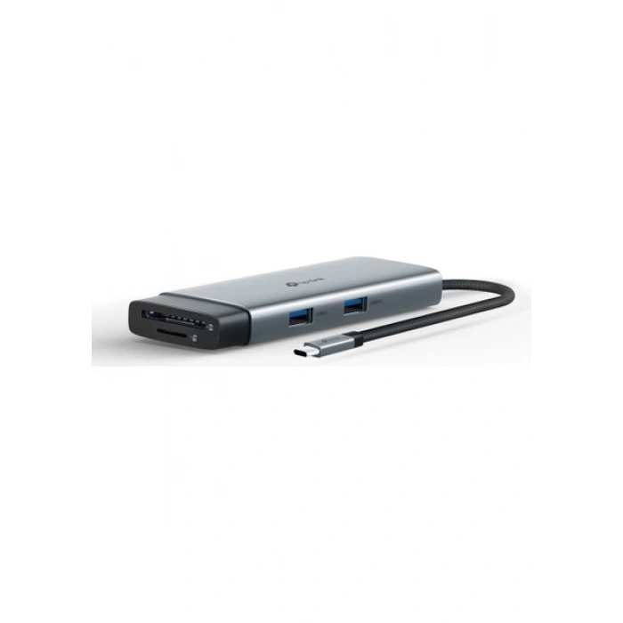 Tp-Link UH7021C | Usb-C 7’si 1 Arada Hub | 4K@60Hz Hdmı, 100W Pd, 3× USB 3.0, Sd & Microsd Uhs-I (200 Mb/s), Tak-Çalıştır, Alüminyum Tasarım