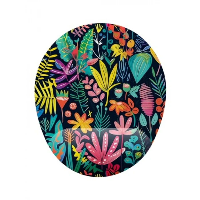 Tropikal Çiçek Desenli Bilek Destekli Mouse Pad