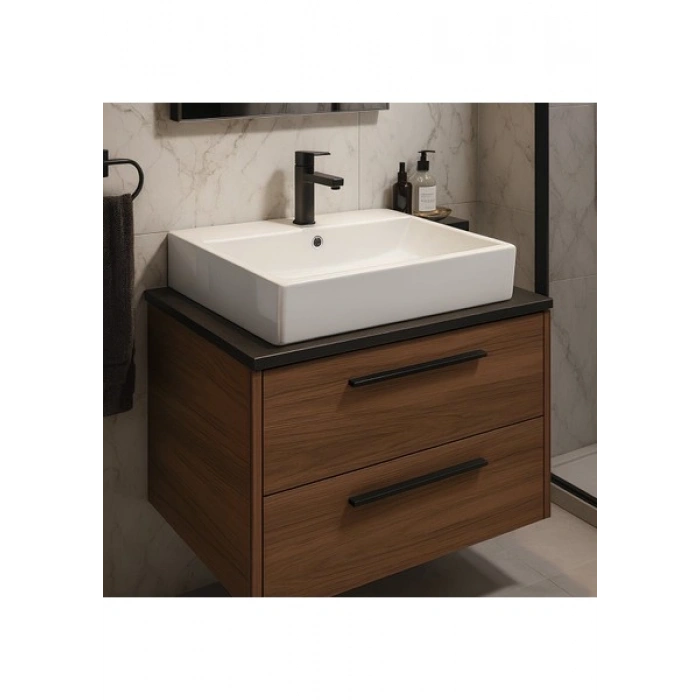 Turavit Vega Dikdörtgen Beyaz Delikli Lavabo 50X42 cm VG0050