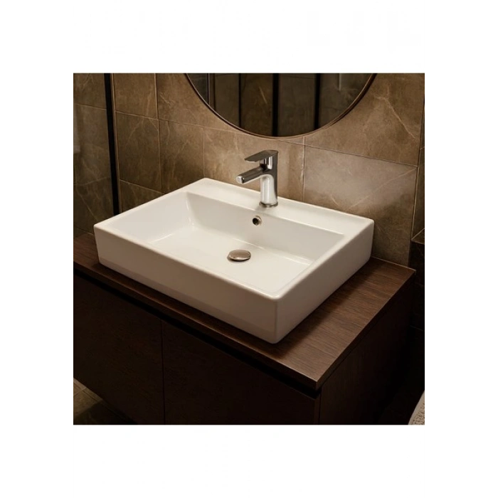Turavit Vega Dikdörtgen Beyaz Delikli Lavabo 50X42 cm VG0050