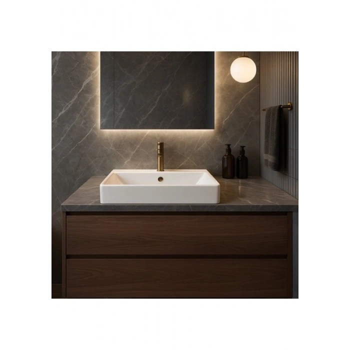 Turavit Vega Dikdörtgen Beyaz Delikli Lavabo 50X42 cm VG0050