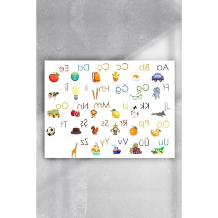 Türkçe Alfabe Eğitim Posteri - 50x70 cm Boyut
