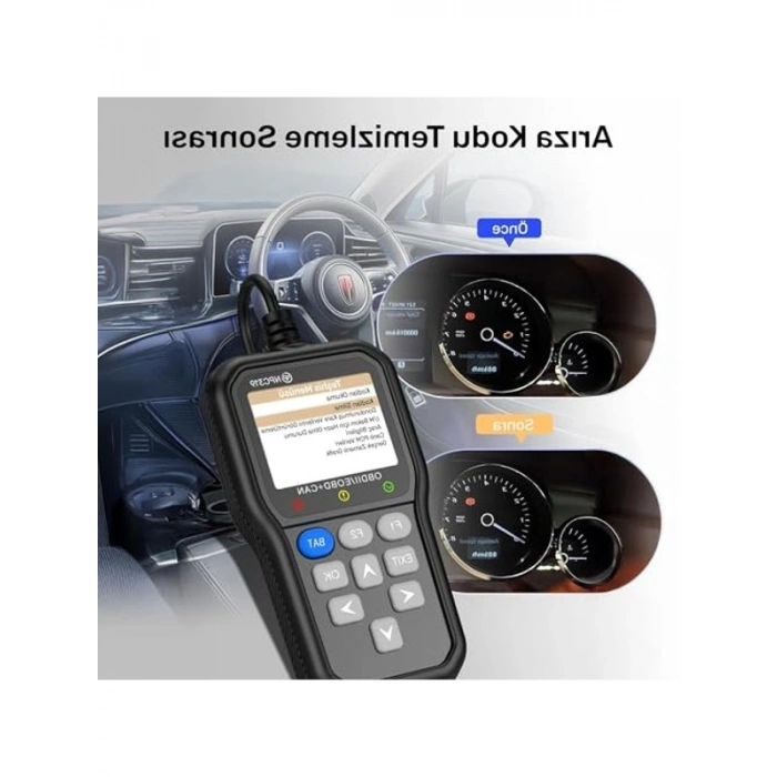 Türkçe OBDII/EOBD+CAN Modlu Araç Arıza Tespit Cihazı, Hata Hafızalı