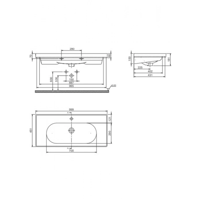 Turkuaz Cerastyle Arya 100CM Etajerli Lavabo