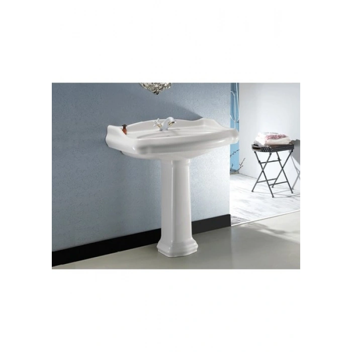 Turkuaz Seramik 1837 80 cm Etajerli Lavabo