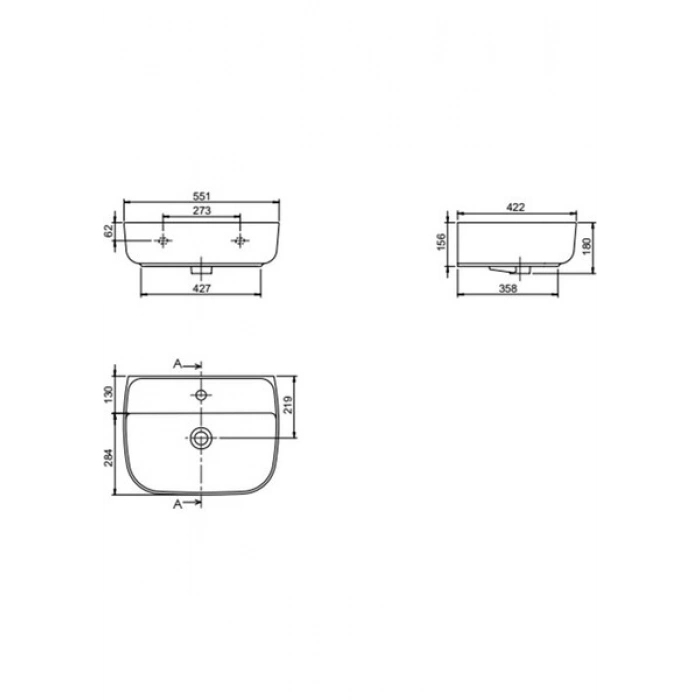 Turkuaz Seramik Aqua 55 Cm Lavabo