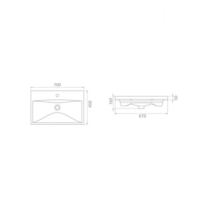 Turkuaz Seramik Cerastyle Elite Etajerli Lavabo 70 cm x 45 cm