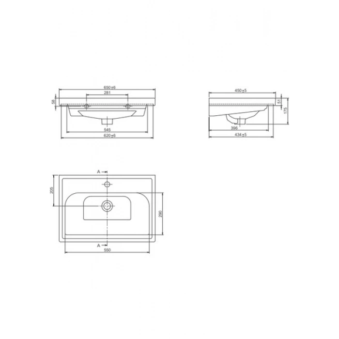 Turkuaz Seramik Cerastyle Frame 65 cm Etajerli Lavabo
