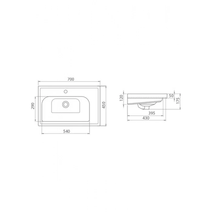 Turkuaz Seramik Cerastyle Frame 70 Cm Dolap Uyumlu Lavabo