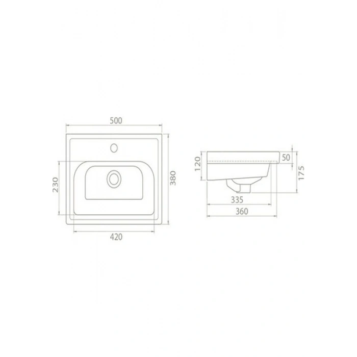 Turkuaz Seramik Cerastyle Frame Etajerli Lavabo 50 cm 030900U