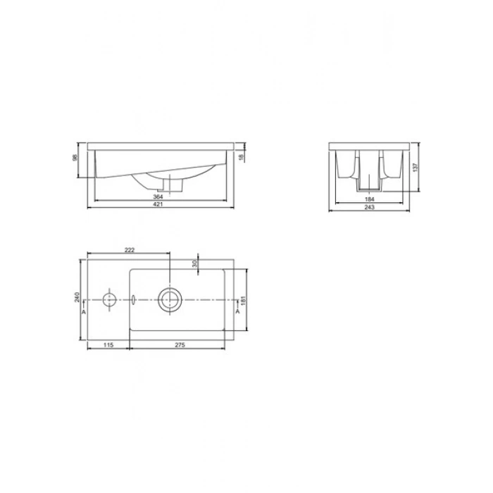 Turkuaz Seramik Cerastyle Mini L Lavabo 24X42CM