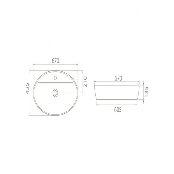 Turkuaz Seramik Cerastyle One Tezgah Üstü Lavabo 67 cm 076500U